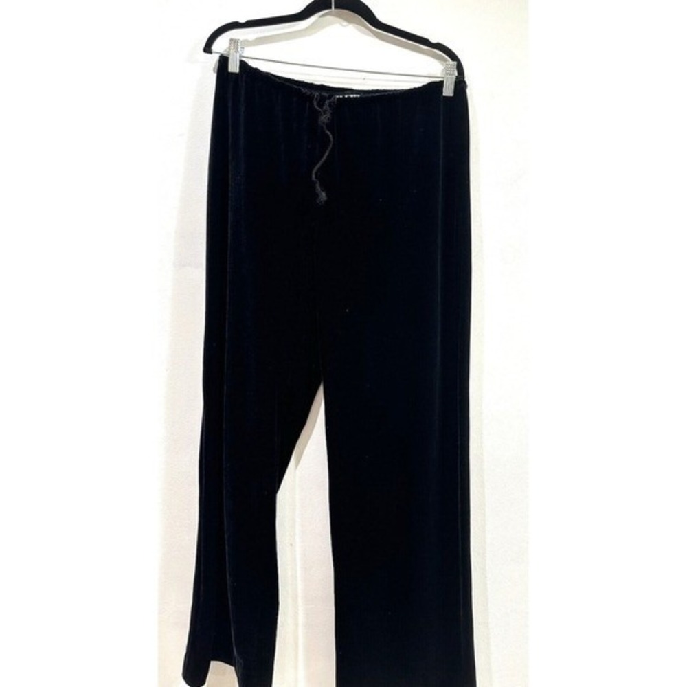 Soft Surroundings Women's Black Velvet Wide Leg Dressy  Pants SZ S